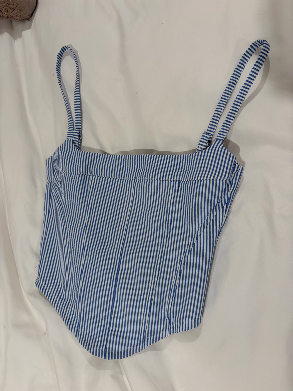 Edikted Blue and White Striped Summer Crop Top